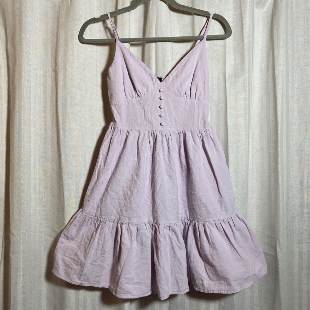 Coquette Lilac Purple Textured Mini Dress Smocked Back Tiered Ruffle Hem S Zaful